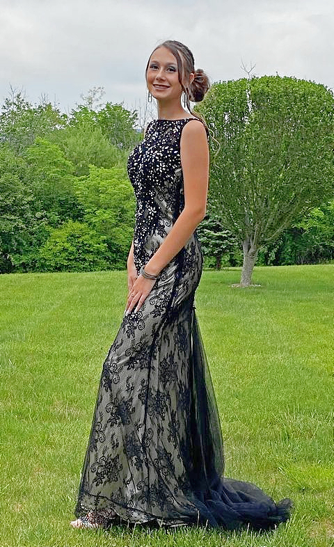 slim fit dress slacks Honey Couture KEIRA-LEE Black Ruched Lace Up Back Formal Dress main image 0